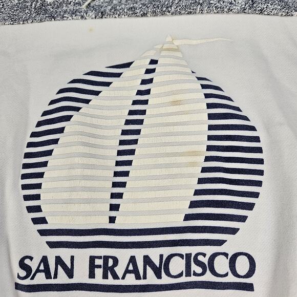 Vintage 90/80s B&J San Francisco Sweatshirt 3X ¼ Zip Sweatshirt USA Stained - Picture 4 of 8
